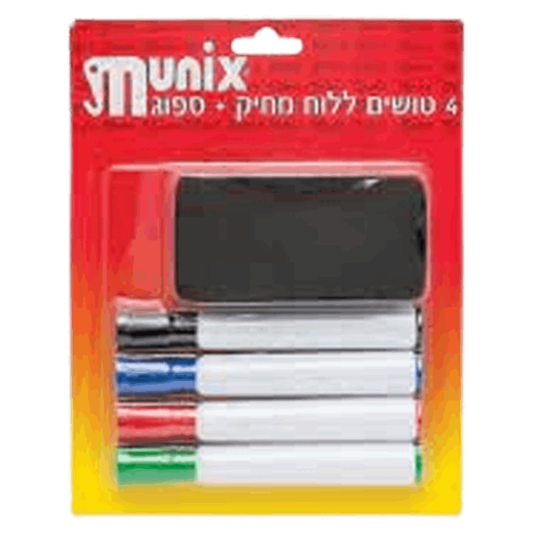 4 טושים מחיקים + ספוג